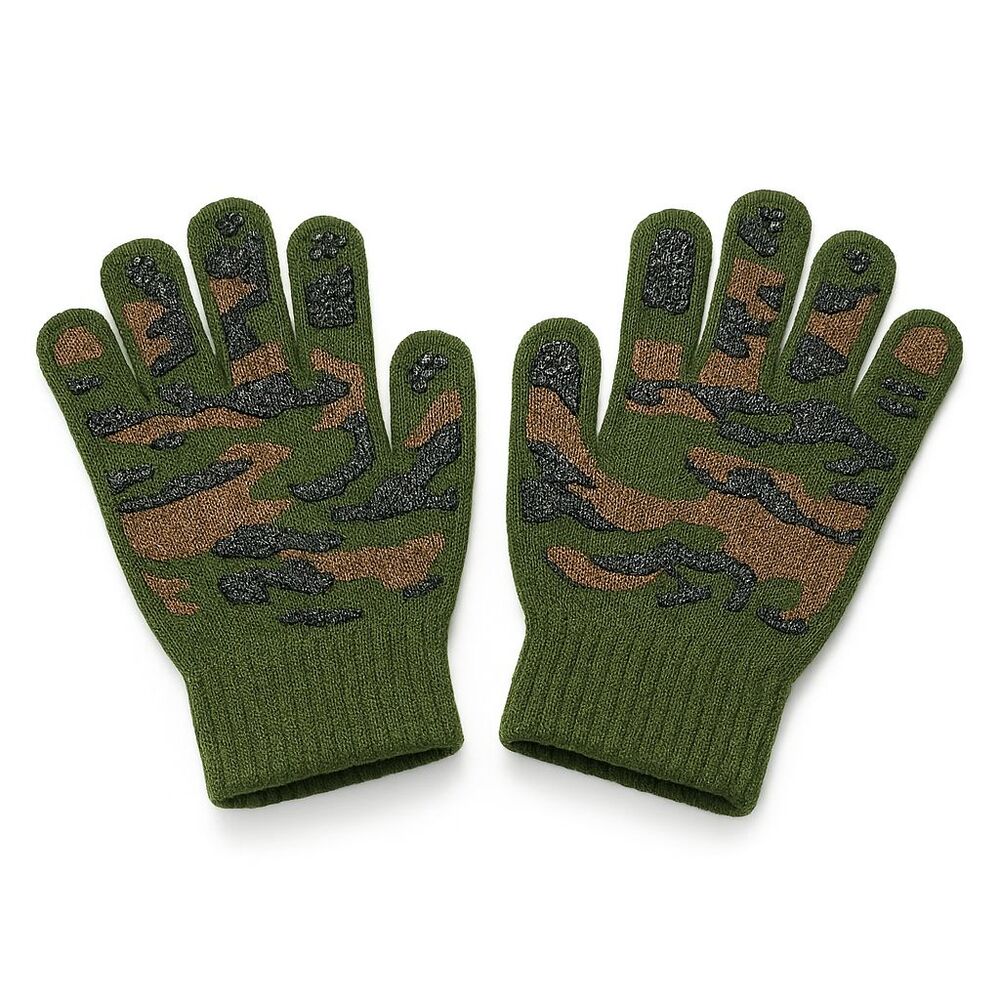 Kids Boys Unisex Camouflage Knit Winter Gloves Warm Full-Finger Cold Weather